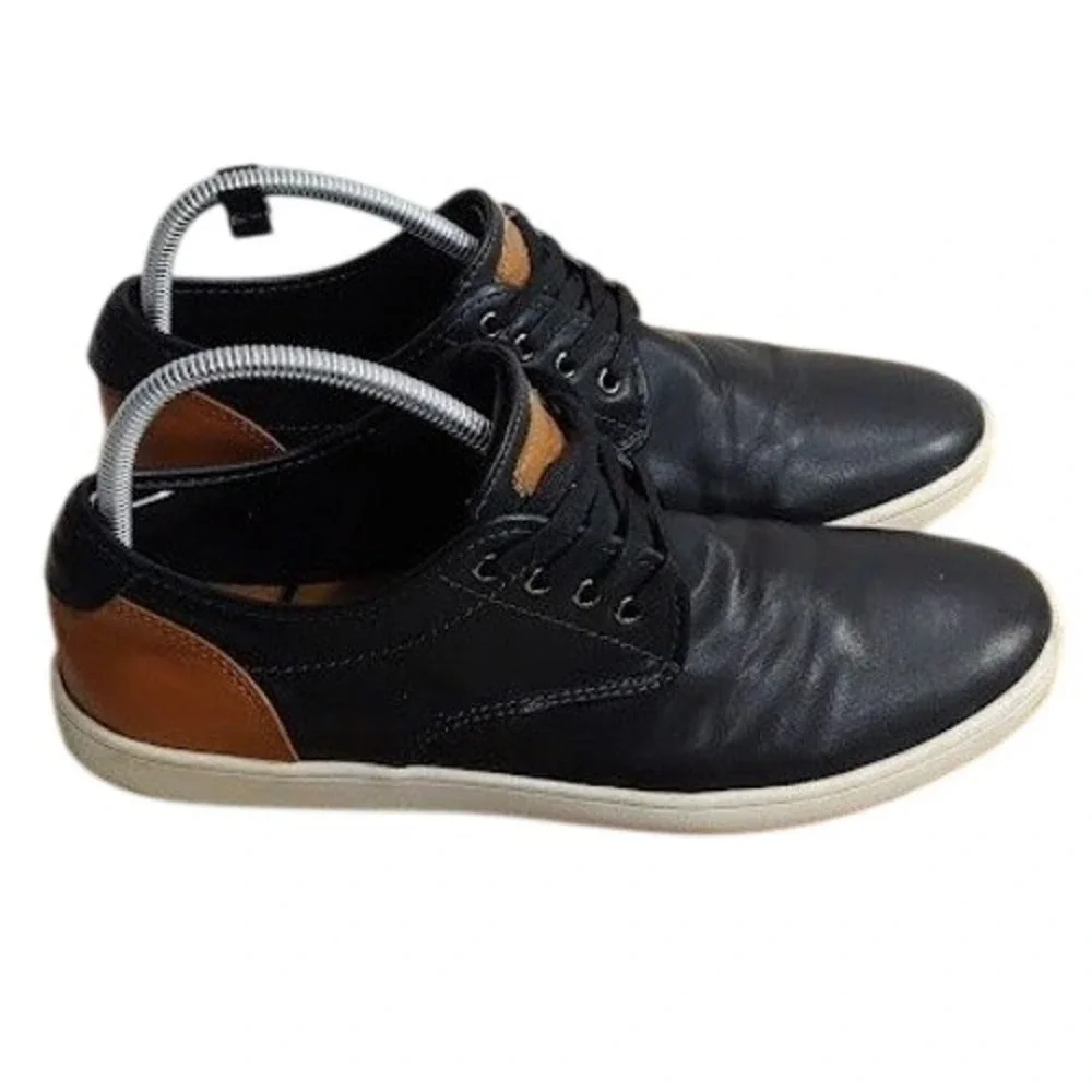 Steve Madden Men Black Tan Casual Sneakers‎ Low Top Lace Up Shoes 10M Office